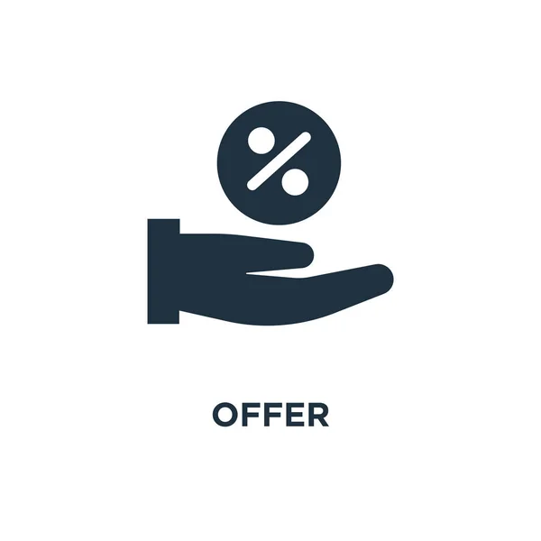 Offer Icon Black Filled Vector Illustration Offer Symbol White Background — Stock Vector