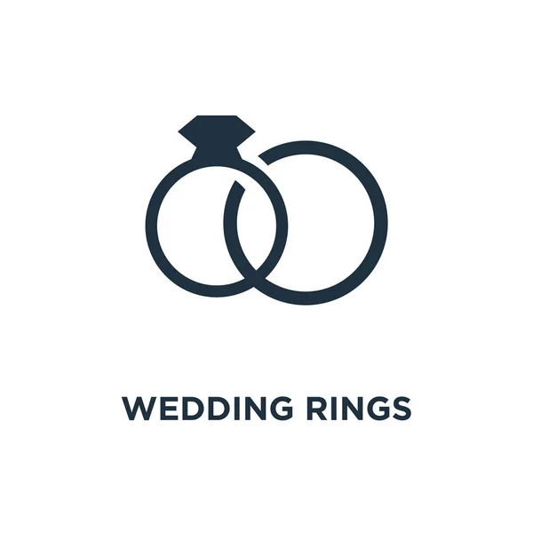 Значок Обручки Чорні Заповнені Векторні Ілюстрації Весільні Кільця Символізують Білому — стоковий вектор