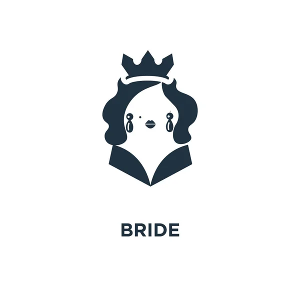 Het Pictogram Van Bruid Zwarte Gevuld Vectorillustratie Bruid Symbool Witte — Stockvector