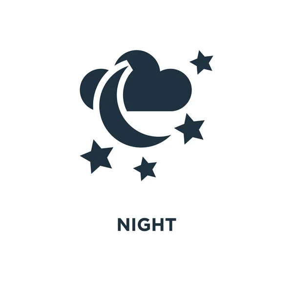 Night Icon Black Wypełnione Ilustracji Wektorowych Noc Symbol Białym Tle — Wektor stockowy