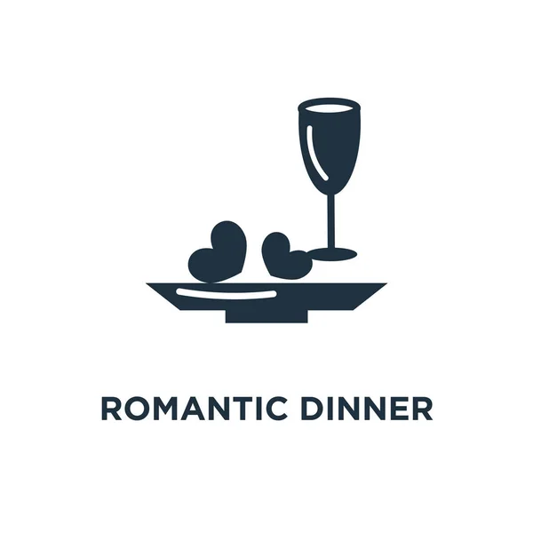 Romantic Dinner Icon Black Filled Vector Illustration Romantic Dinner Symbol — Stock Vector