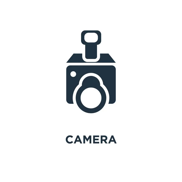 Camera Icoontje Zwarte Gevuld Vectorillustratie Camera Symbool Witte Achtergrond Kan — Stockvector