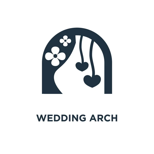 Hochzeitsbogenikone Schwarz Gefüllte Vektorabbildung Hochzeitsbogen Symbol Auf Weißem Hintergrund Web — Stockvektor