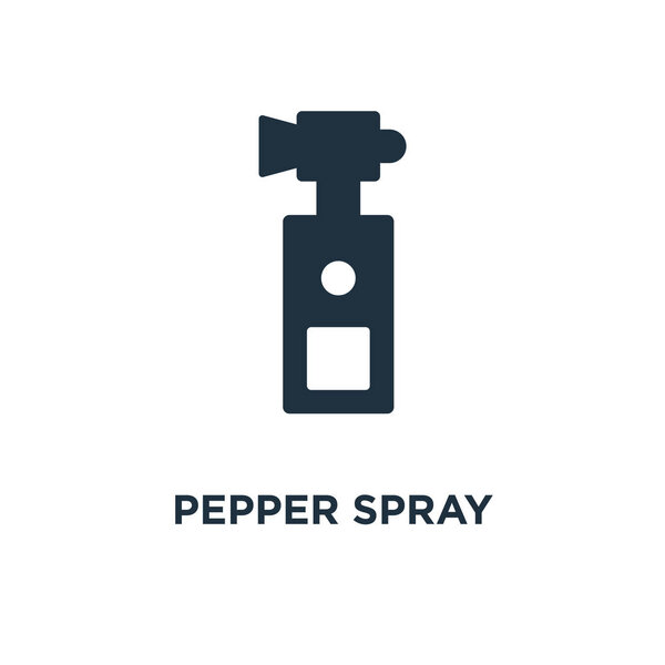 Pepper spray icon. Black filled vector illustration. Pepper spray symbol on white background. Can be used in web and mobile.