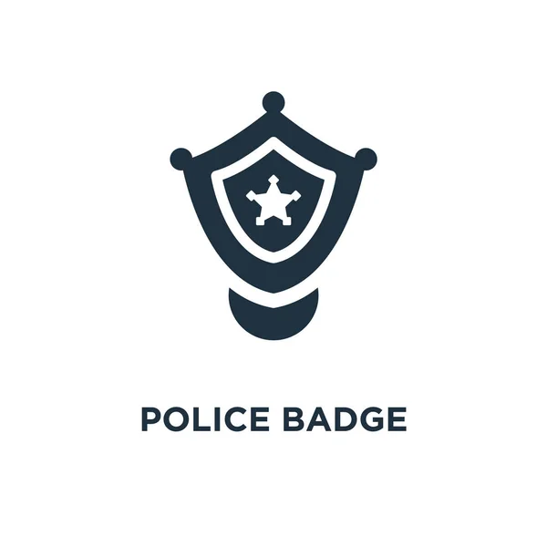 Icône Badge Police Illustration Vectorielle Remplie Noir Symbole Badge Police — Image vectorielle