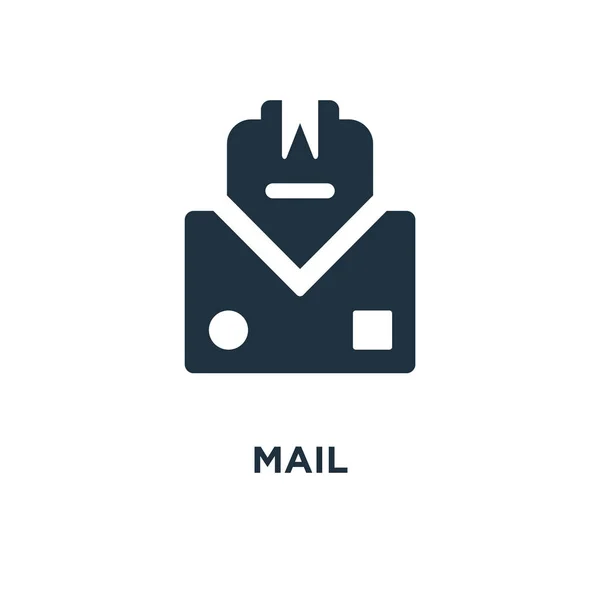 Ikona Pošta Černé Plné Vektorové Ilustrace Poštovní Symbol Bílém Pozadí — Stockový vektor