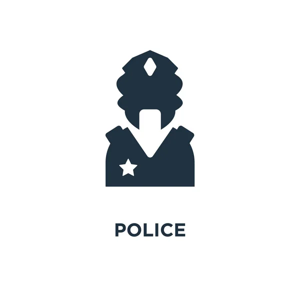 Icono Policial Ilustración Vectorial Negra Símbolo Policial Sobre Fondo Blanco — Vector de stock