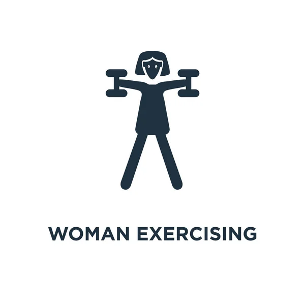 Ikon Berolahraga Wanita Ilustrasi Vektor Berisi Hitam Woman Exercising Simbol - Stok Vektor