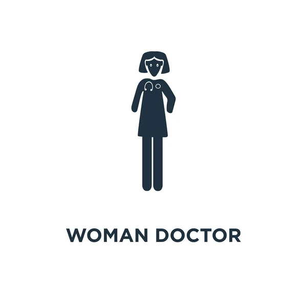 Femme Docteur Icône Illustration Vectorielle Remplie Noir Femme Docteur Symbole — Image vectorielle