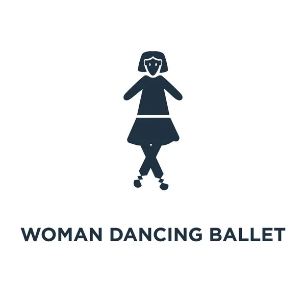 Icône Ballet Féminin Dansant Illustration Vectorielle Remplie Noir Femme Danse — Image vectorielle