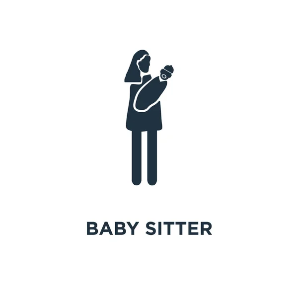 Babysitter Ikonen Svart Fyllt Vektorillustration Babysitter Symbol Vit Bakgrund Kan — Stock vektor