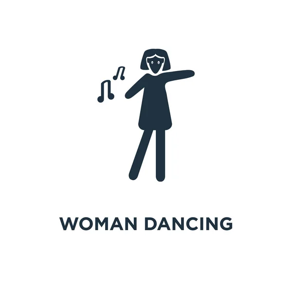 Femme Icône Danse Illustration Vectorielle Remplie Noir Femme Symbole Danse — Image vectorielle