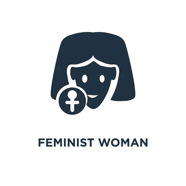 Feministická Ikona Žena Černé Plné Vektorové Ilustrace Feministické Ženy Symbol — Stockový vektor