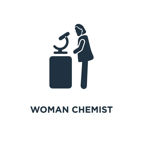 Woman Chemist Icon Black Filled Vector Illustration Woman Chemist Symbol — Stock Vector