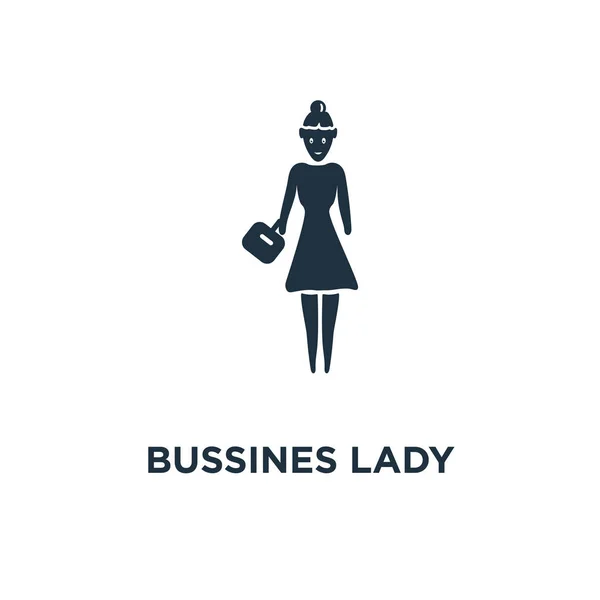 Bussines Lady Icon Ilustrație Vectorială Umplută Negru Bussines Lady Simbol — Vector de stoc