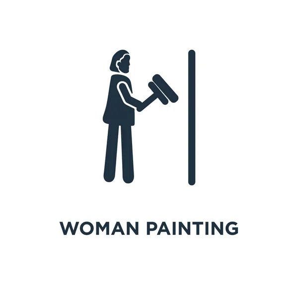 Icono Mujer Pintando Ilustración Vectorial Negra Mujer Símbolo Pintura Sobre — Archivo Imágenes Vectoriales