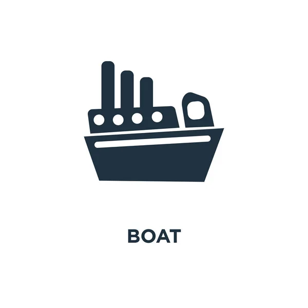 Boat Icon Black Filled Vector Illustration Boat Symbol White Background — Stock Vector