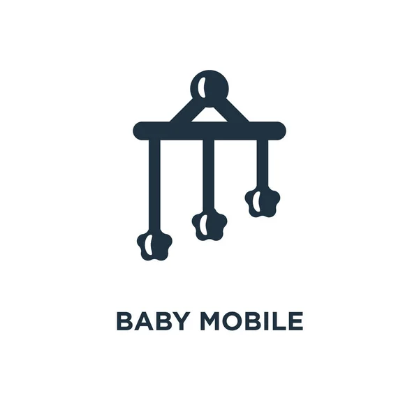 Baby Mobila Ikonen Svart Fyllt Vektorillustration Baby Mobila Symbol Vit — Stock vektor