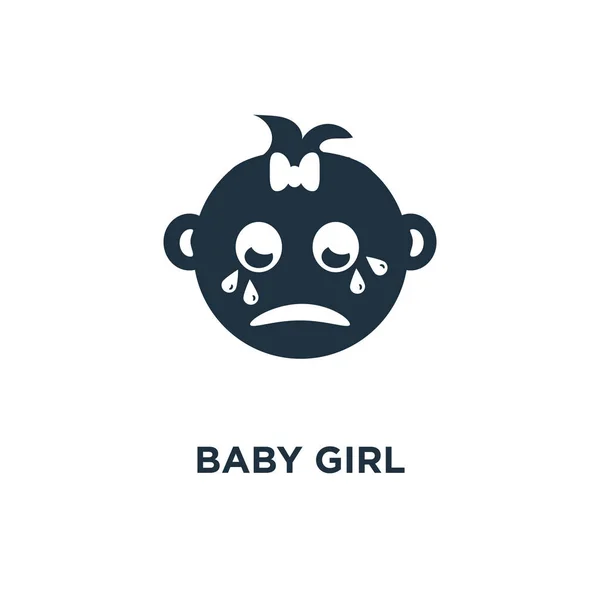 Baby Girl Icon Black Filled Vector Illustration Baby Girl Symbol — Stock Vector