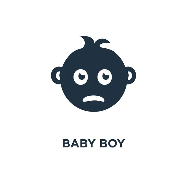 男婴图标 黑色填充矢量图 在白色背景上的男婴符号 可用于网络和移动 — 图库矢量图片