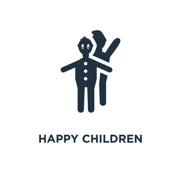 Szczęśliwe Dzieci Ikona Black Wypełnione Ilustracji Wektorowych Szczęśliwe Dzieci Symbol — Wektor stockowy