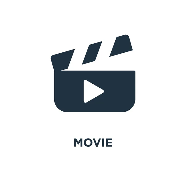 Pictogram Van Film Zwarte Gevuld Vectorillustratie Film Symbool Witte Achtergrond — Stockvector