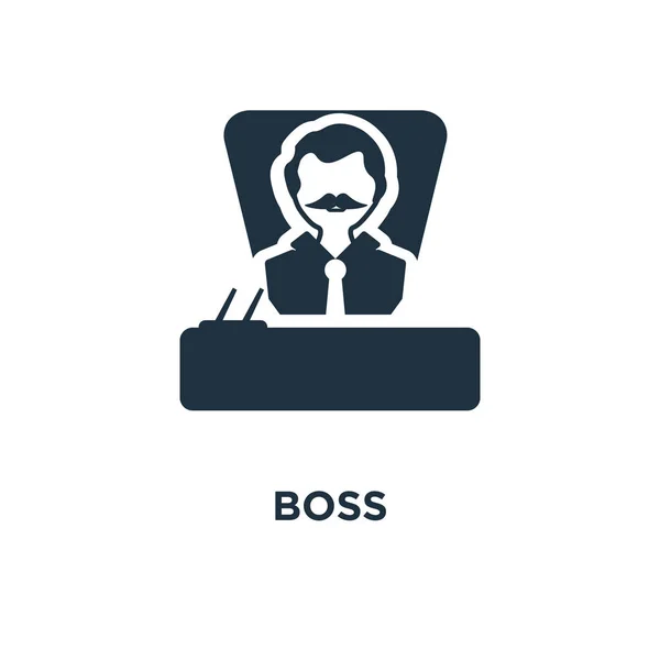Boss icon. Black filled vector illustration. Boss symbol on white background. Can be used in web and mobile.