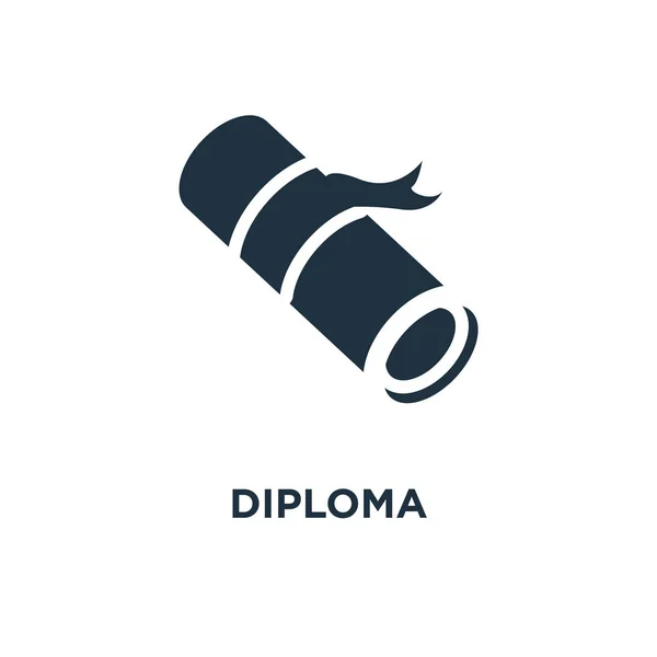 Diploma Icon Black Filled Vector Illustration Diploma Symbol White Background — Stock Vector