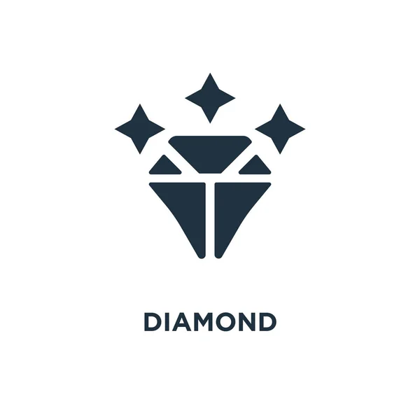 Diamant Pictogram Zwarte Gevuld Vectorillustratie Diamant Symbool Witte Achtergrond Kan — Stockvector