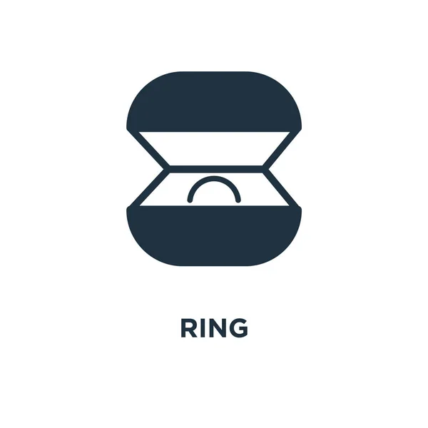 Het Pictogram Van Ring Zwarte Gevuld Vectorillustratie Ring Symbool Witte — Stockvector