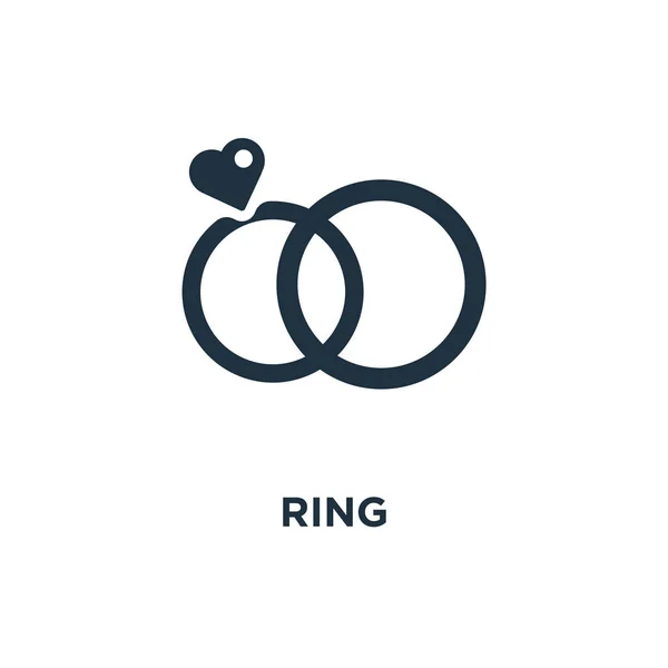 Ring Symbol Schwarz Gefüllte Vektorabbildung Ring Symbol Auf Weißem Hintergrund — Stockvektor