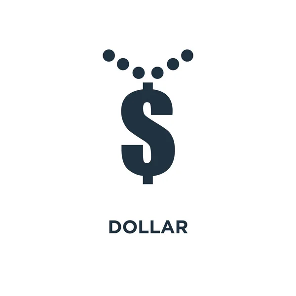 Icono Del Dólar Ilustración Vectorial Negra Símbolo Del Dólar Sobre — Vector de stock