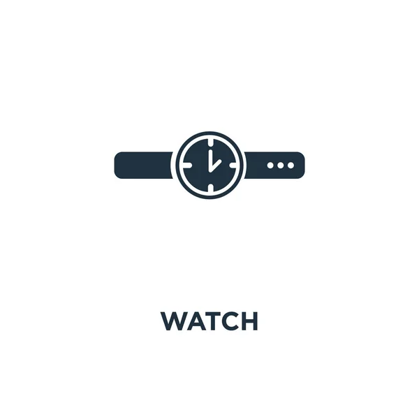 Ikon Fekete Töltött Vektoros Illusztráció Watch Szimbólum Fehér Háttérrel Használható — Stock Vector