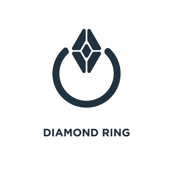 Icône Diamant Illustration Vectorielle Remplie Noir Bague Diamant Symbole Sur — Image vectorielle