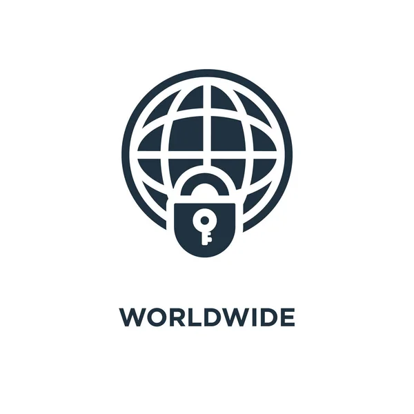 Icono Mundial Ilustración Vectorial Negra Símbolo Mundial Sobre Fondo Blanco — Vector de stock