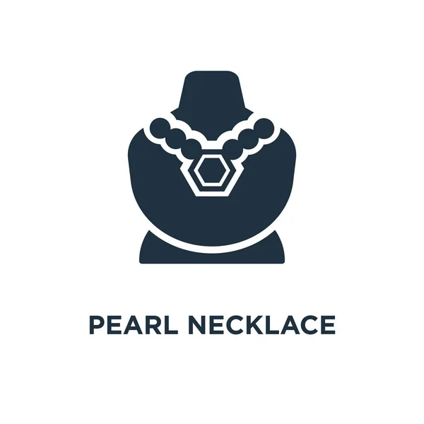 Icono Collar Perlas Ilustración Vectorial Negra Símbolo Collar Perlas Sobre — Archivo Imágenes Vectoriales