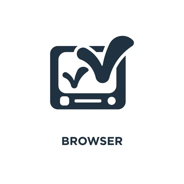 Browser Symbol Schwarz Gefüllte Vektorabbildung Browser Symbol Auf Weißem Hintergrund — Stockvektor