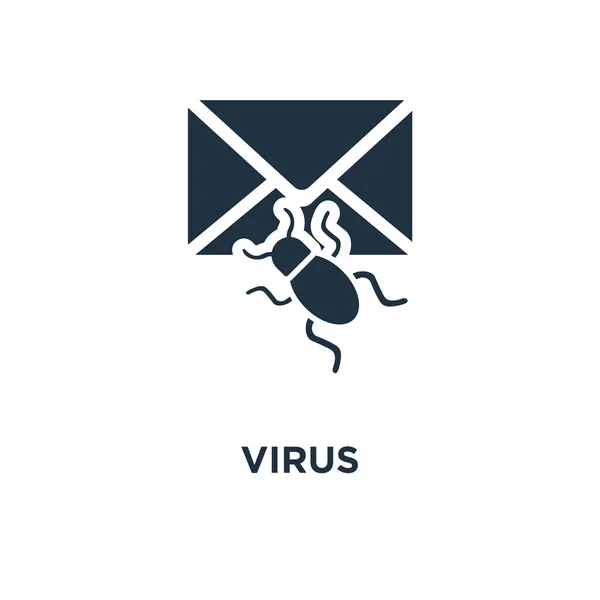 Icono Del Virus Ilustración Vectorial Negra Símbolo Virus Sobre Fondo — Archivo Imágenes Vectoriales