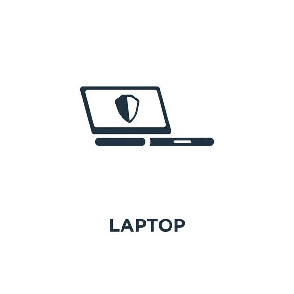 Přenosný Počítač Ikona Černé Plné Vektorové Ilustrace Laptop Symbol Bílém — Stockový vektor