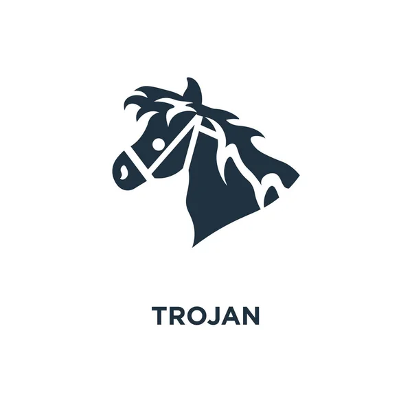 Trojan Εικονίδιο Μαύρο Γεμάτο Εικονογράφηση Φορέα Trojan Σύμβολο Άσπρο Φόντο — Διανυσματικό Αρχείο