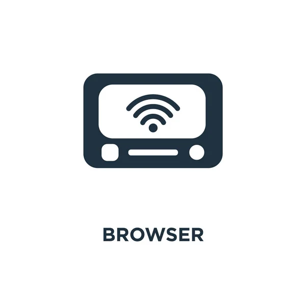 Browser Icon Black Filled Vector Illustration Browser Symbol White Background — Stock Vector