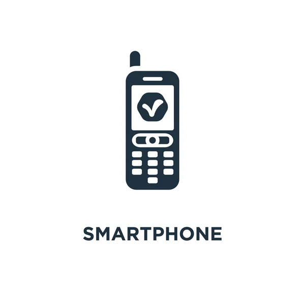 Ikona Chytrého Telefonu Černé Plné Vektorové Ilustrace Smartphone Symbol Bílém — Stockový vektor