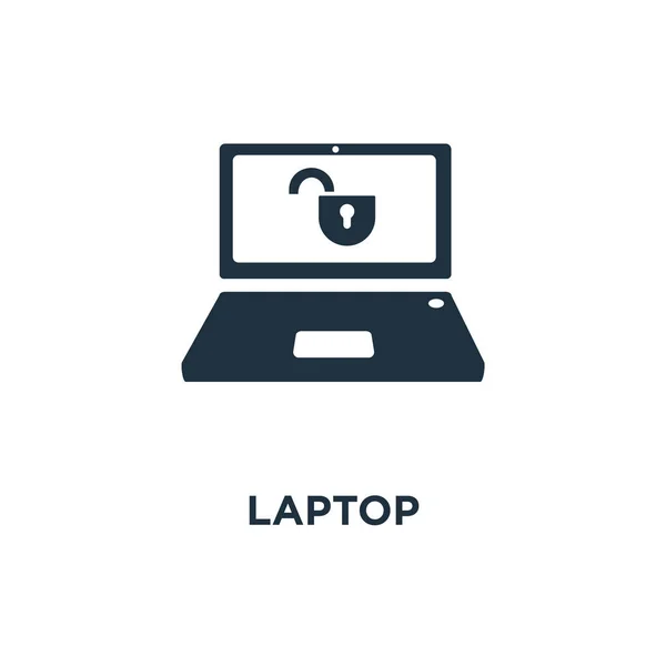 Laptop Ikonen Svart Fyllt Vektorillustration Laptop Symbol Vit Bakgrund Kan — Stock vektor