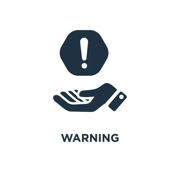 Icono Advertencia Ilustración Vectorial Negra Símbolo Advertencia Sobre Fondo Blanco — Vector de stock