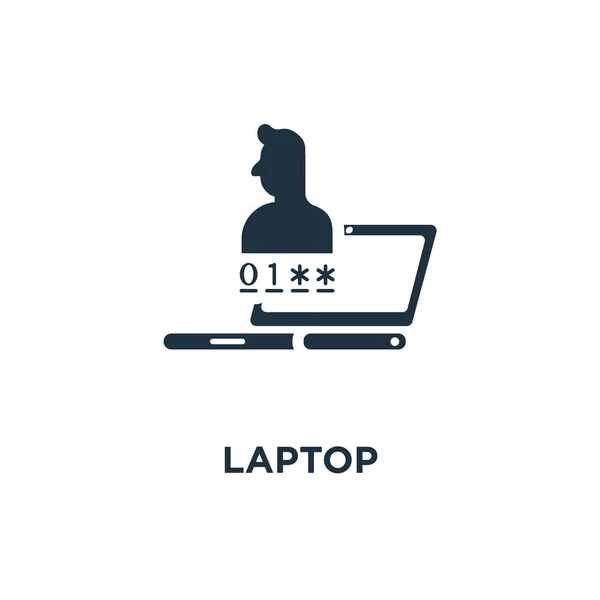 Přenosný Počítač Ikona Černé Plné Vektorové Ilustrace Laptop Symbol Bílém — Stockový vektor