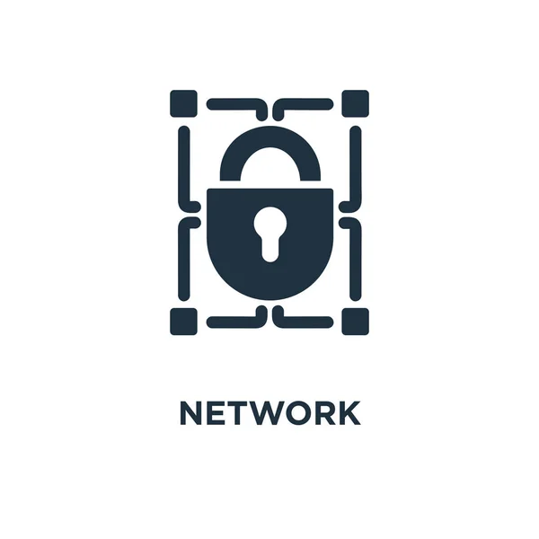 Network Icon Black Filled Vector Illustration Network Symbol White Background — Stock Vector
