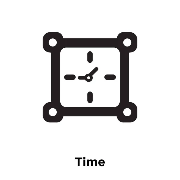 时间图标向量被隔离在白色背景上 标志概念的时间符号在透明背景下 填充黑色符号 — 图库矢量图片