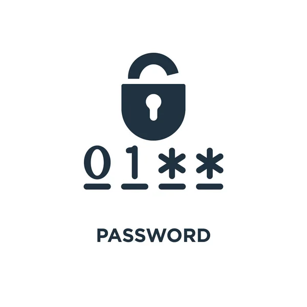 パスワードのアイコン ブラックは ベクター グラフィックを充填しました 白い背景の上のパスワードの記号です Web およびモバイル使うことが — ストックベクタ