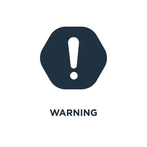 Warning Icon Black Filled Vector Illustration Warning Symbol White Background — Stock Vector