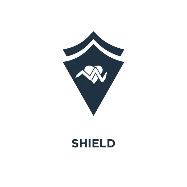 Shield Icon Black Filled Vector Illustration Shield Symbol White Background — Stock Vector